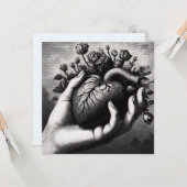 ヴィンテージゴシックハートバレンタインレトロ恐怖 カード (正面/裏面インサイチュ)