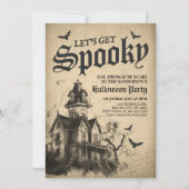 ヴィンテージゴシックハ幽霊のよく出るウスハロウィーン大人パーティー 招待状 (正面)