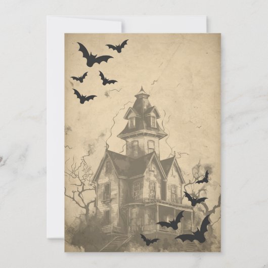 ヴィンテージゴシックハ幽霊のよく出るウスハロウィーン大人パーティー 招待状 (裏面)