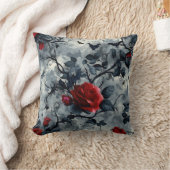 ヴィンテージゴシックバラとこうもりパターン クッション (ブランケット)