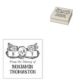 ヴィンテージゴシックバラとソーンズライブラリーのブック名 ラバースタンプ (押印)