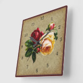 ヴィンテージゴシックバラ スクエア壁時計 (傾斜)