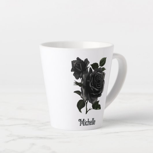 ヴィンテージゴシックバラ パーソナライズされた カフェラテマグ (右アングル)