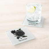 ヴィンテージゴシックバラ パーソナライズされた ガラスコースター (アングル)