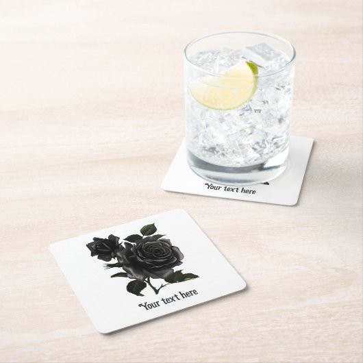 ヴィンテージゴシックバラ パーソナライズされた スクエアペーパーコースター (インサイチュ)
