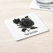 ヴィンテージゴシックバラ パーソナライズされた スクエアペーパーコースター (アングル)