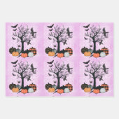 ヴィンテージゴシックパンプキンウィッチハットハロウィーンギフト ラッピングペーパーシート (正面)