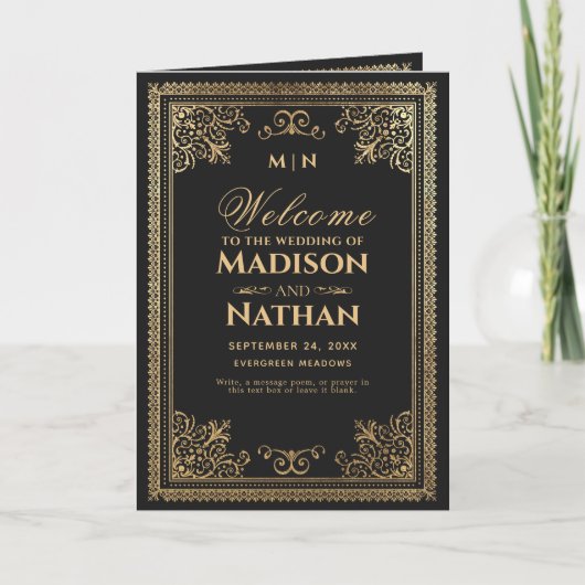 ヴィンテージゴシックビクトリアン金ゴールド結婚ズ プログラム (正面)