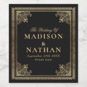 ヴィンテージゴシックビクトリアン金ゴールド結婚ズ ワインラベル (シングルラベル)
