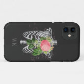 ヴィンテージゴシックピンクのバラ骸骨モノグラム Case-Mate iPhoneケース (裏面(横))
