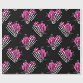 ヴィンテージゴシックピンクのローズスケルトンハロウィーン ラッピングペーパー (フラット)