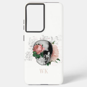 ヴィンテージゴシックピンクローズスカルモノグラム SAMSUNG GALAXY S21+ケース