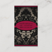 ヴィンテージゴシックファッションブルゴーニュ黒ダマスク 名刺 (裏面)