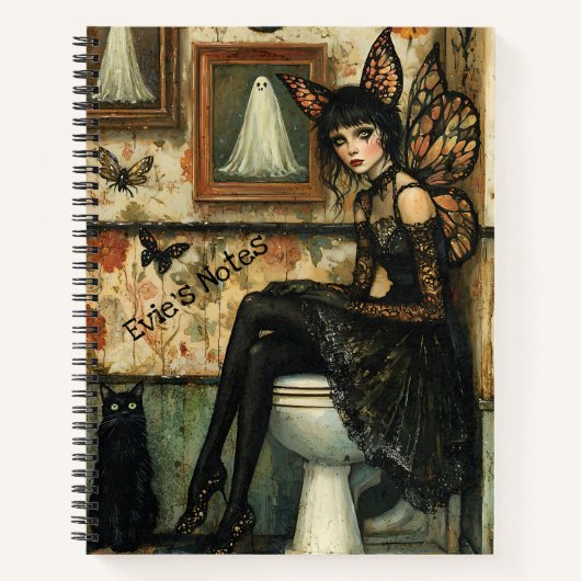 ヴィンテージゴシックフェアリーオントイレハロウィンカスタム ノートブック (正面)
