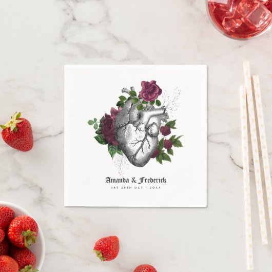 ヴィンテージゴシックフローラハートハロウィーン スタンダードカクテルナプキン (インサイチュ)