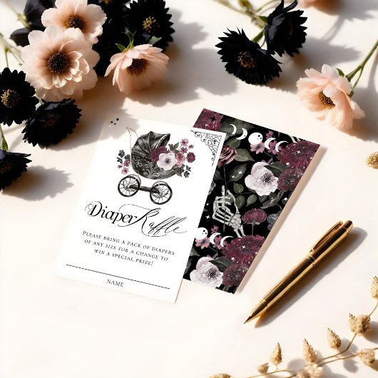 ヴィンテージゴシックフローラベビーベビーカーおむつラッフル エンクロージャーカード