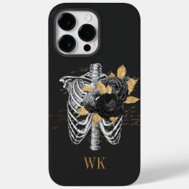 ヴィンテージゴシックブラックとゴールドの花柄スケルトン Case-Mate iPhone 14 PRO MAXケース