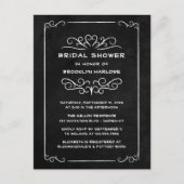 ヴィンテージゴシックブラックチャルクボードブライダルシャワー インビテーションポストカード (正面)
