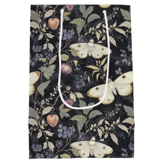 ヴィンテージゴシックモスフローラハロウィーン ミディアムペーパーバッグ (裏面)