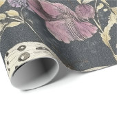ヴィンテージゴシックモス&ダークフローラグレー&アイボリー ラッピングペーパー (ロールコーナー)