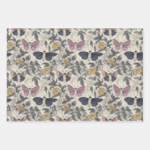 ヴィンテージゴシックモス&フローラダークグレー&パープル ラッピングペーパーシート (正面3)