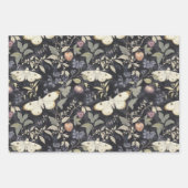 ヴィンテージゴシックモス&フローラダークグレー&パープル ラッピングペーパーシート (正面2)
