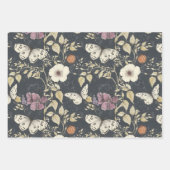 ヴィンテージゴシックモス&フローラダークグレー&パープル ラッピングペーパーシート (正面)