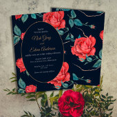 ヴィンテージゴシックレッドローズ結婚式招待状 招待状