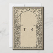 ヴィンテージゴシック中世つる植物縁どア結婚チ 招待状 (裏面)