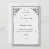 ヴィンテージゴシック中世ガルゴイ縁どル結婚ズ 招待状 (正面)