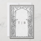 ヴィンテージゴシック中世縁どつる植物ホワイト結婚ズ 招待状 (裏面)