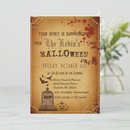 ヴィンテージゴシック怖い墓地血ハロウィン 招待状 (スタンド正面)