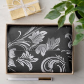 ヴィンテージゴシック様式のダマスクブラック&シルバーデコップス 薄葉紙 (ギフト)