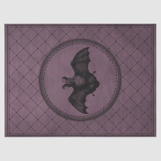 ヴィンテージゴシック様式のハロウィーンこうもりオン・パープルデクページ 薄葉紙 (正面)