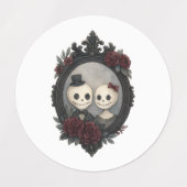 ヴィンテージゴシック様式のハロウィーンステッカー – ブルーパンプキン， ラベル (デザイン2)