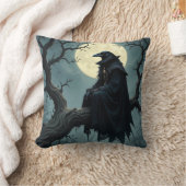 ヴィンテージゴシック様式のハロウィーン大型の黒鳥 クッション (ブランケット)