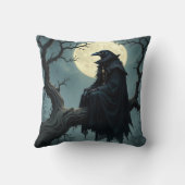 ヴィンテージゴシック様式のハロウィーン大型の黒鳥 クッション (裏面)