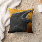 ヴィンテージゴシック様式のハロウィーン大型の黒鳥 クッション (ブランケット)