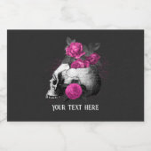 ヴィンテージゴシック様式のピンク色のバラの骨格パーソナライズされた茶 スパークリングワインラベル (シングルラベル)