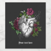 ヴィンテージゴシック様式のブルゴーニュフローラハート ワインラベル (シングルラベル)