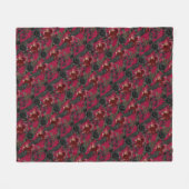 ヴィンテージゴシック様式のラヴェンスとバラダークレッド フリースブランケット (正面(横))