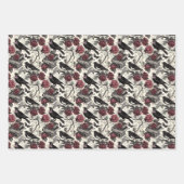 ヴィンテージゴシック様式のラヴェンス、バラ、書籍 ラッピングペーパーシート (正面3)