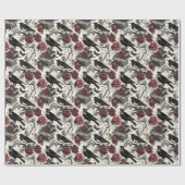 ヴィンテージゴシック様式のラヴェンス、バラ、書籍 ラッピングペーパー (フラット)