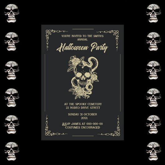 ヴィンテージゴシック様式の不気味なハロウィーン 招待状