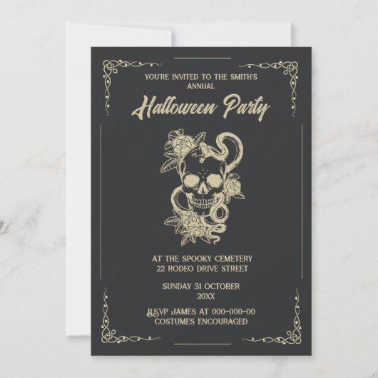 ヴィンテージゴシック様式の不気味なハロウィーン 招待状 (正面)