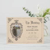 ヴィンテージゴシック様式の古結婚校写真 招待状 (スタンド正面)