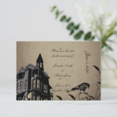 ヴィンテージゴシック様式の家の結婚式の日付を保存 セーブザデート (スタンド正面)