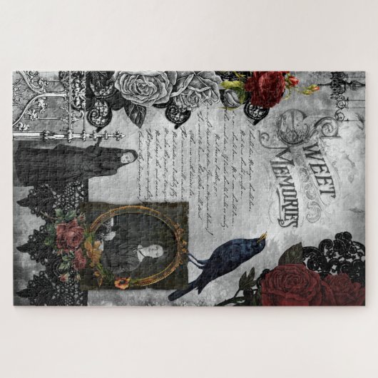 ヴィンテージゴシック様式ハロウィーンウィドエフエメラ ジグソーパズル (横)