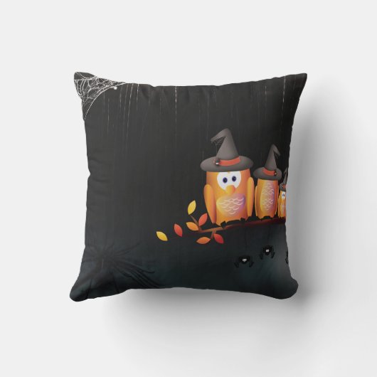 ヴィンテージゴシック様式ハロウィーン大型ブラックフクロウ クッション (裏面)