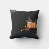 ヴィンテージゴシック様式ハロウィーン大型ブラックフクロウ クッション (正面)